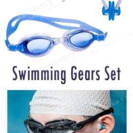 Swimming Gears Set; Swimming Googles Cap Ear Plug Nose Clip